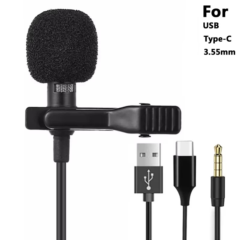 Type C Adapter - 3.5mm Mini Portable Lavalier Microphone For