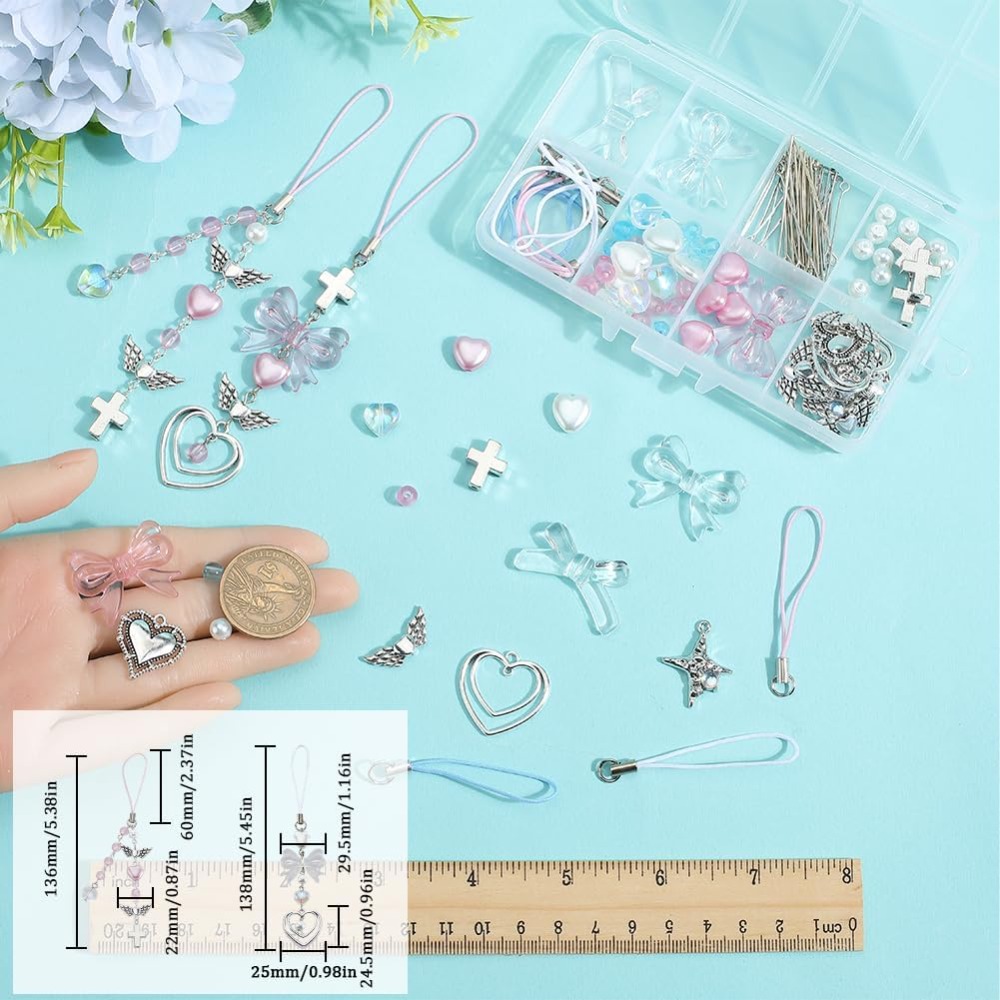 154Pcs DIY 8 Sets Phone Charm  - огляд і ціна Phone Accessories Beads