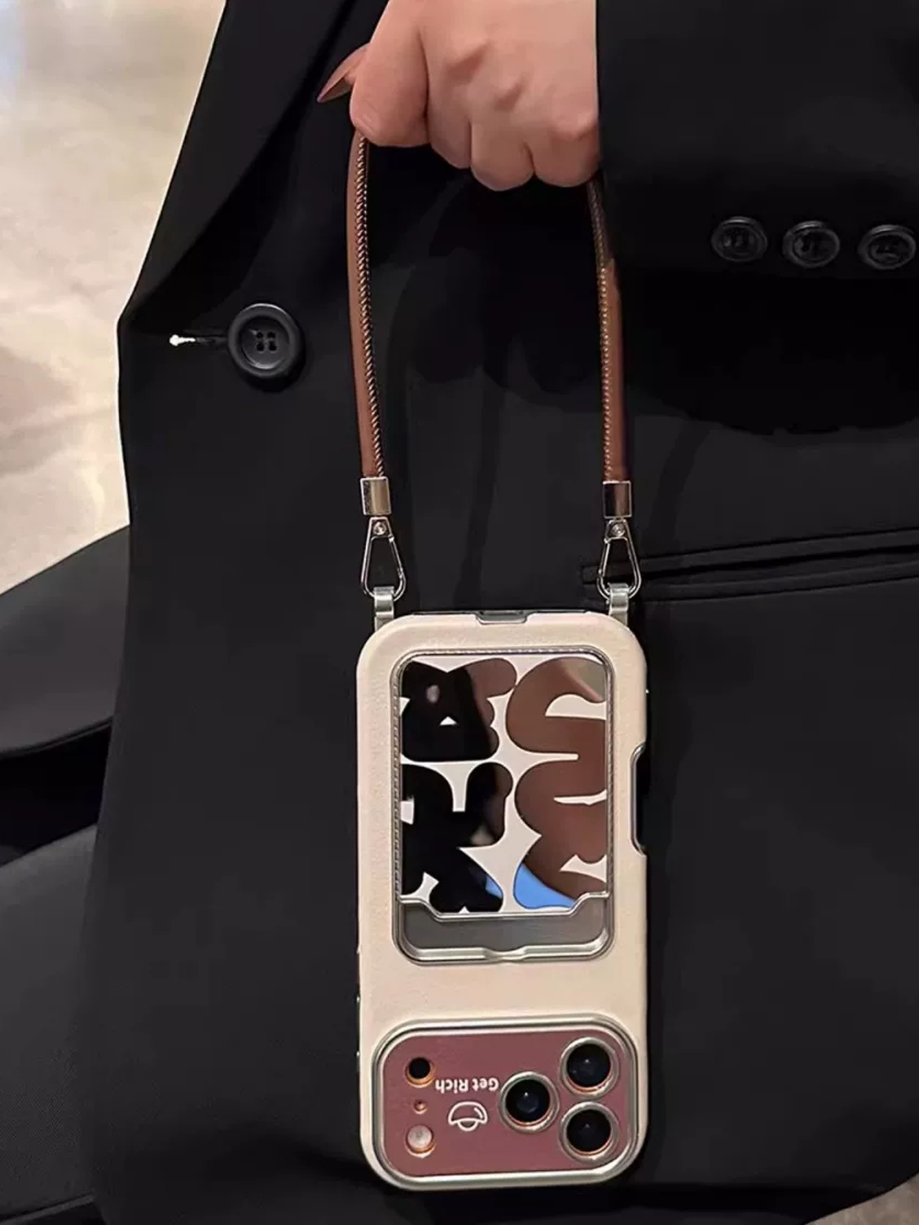 Luxury Leather Mirror Card Hol - огляд і ціна Phone Accessories Hippers