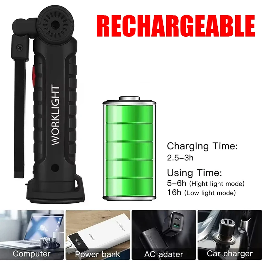 New Portable COB LED Flashligh - огляд і ціна Type C Adapter