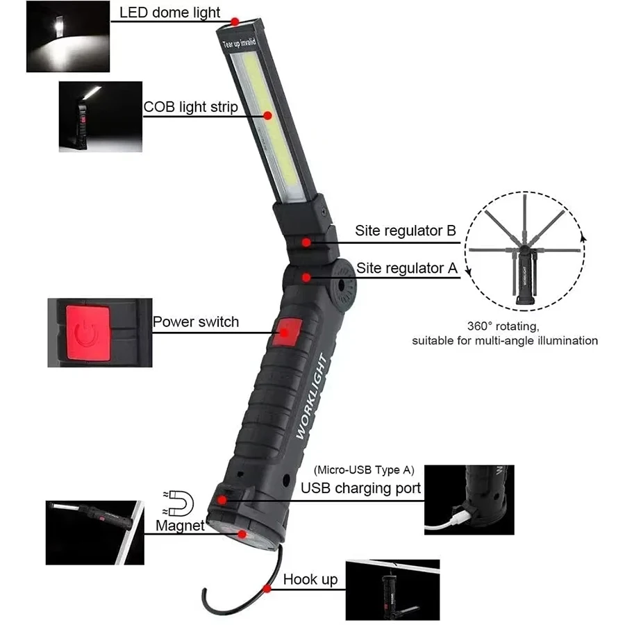 New Portable COB LED Flashligh - огляд і ціна Type C Adapter